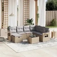 Set Divano da Giardino 8 pz con Cuscini Beige Misto Polyrattan 3263845