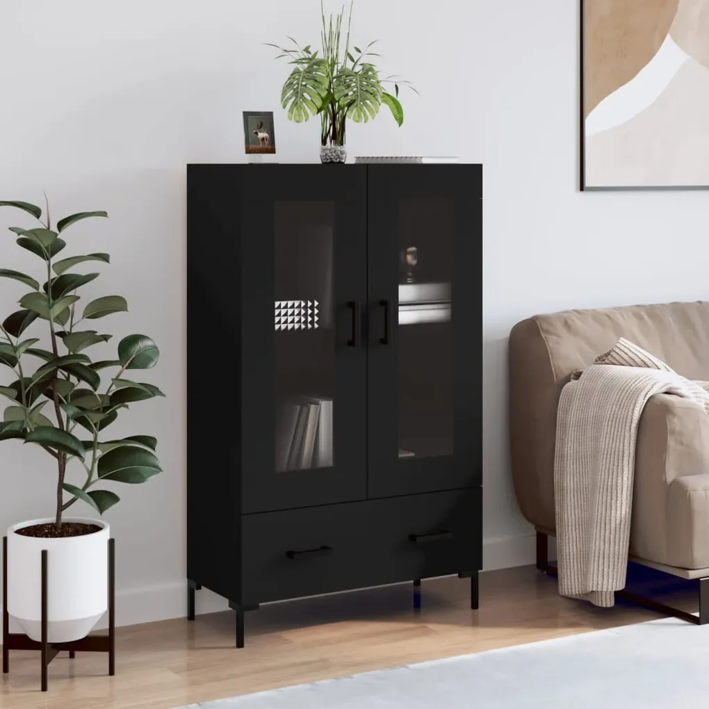 Credenza nera 69,5x31x115 cm in legno multistrato