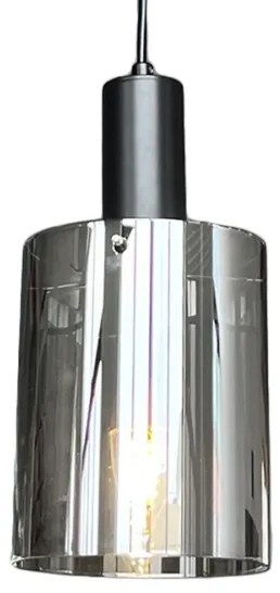 Lampadario a sospensione con filo ARCADIA 1xE27/60W/230V diametro 13 cm nero/fumé