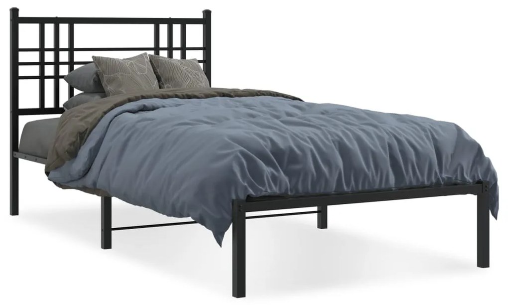 Giroletto Con Testiera İn Metallo Nero 90x190 Cm /