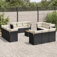 Set Divani da Giardino 13pz con Cuscini Nero in Polyrattancod mxl 89123