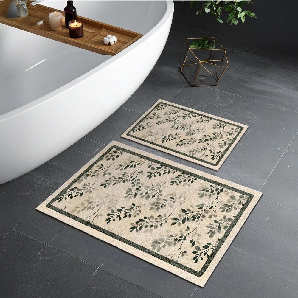 Set di tappetini per il bagno beige 2 pz 60x100 cm – Foutastic