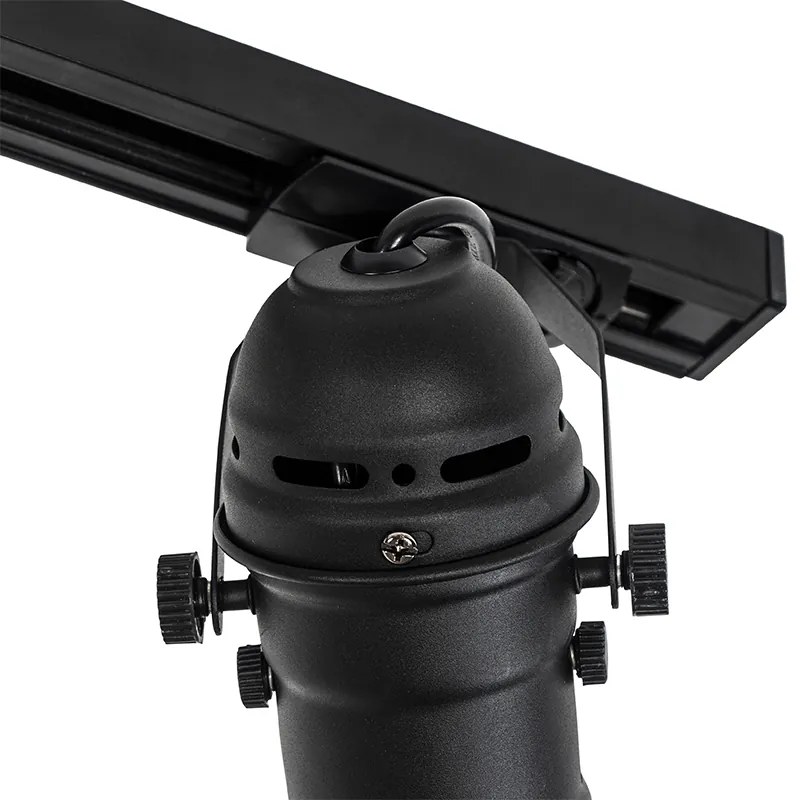 Sistema di illuminazione a binario moderno con 3 faretti nero 1 fase - Iconic Movie