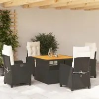 Set da Pranzo da Giardino 5 pz Nero con Cuscini in Polyrattancod mxl 113341