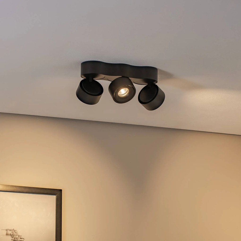 Plafoniera a LED Rotari Arcchio, dimmerabile, Nero, Soggiorno / Sala da pranzo, Alluminio, Moderno, Plafoniera LED