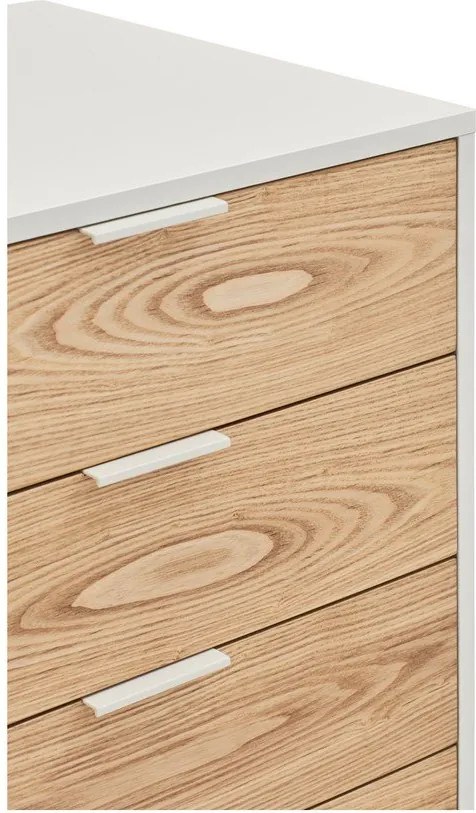 Cassettiera bassa bianca-colore naturale effetto rovere 159x80 cm Sierra – Teulat