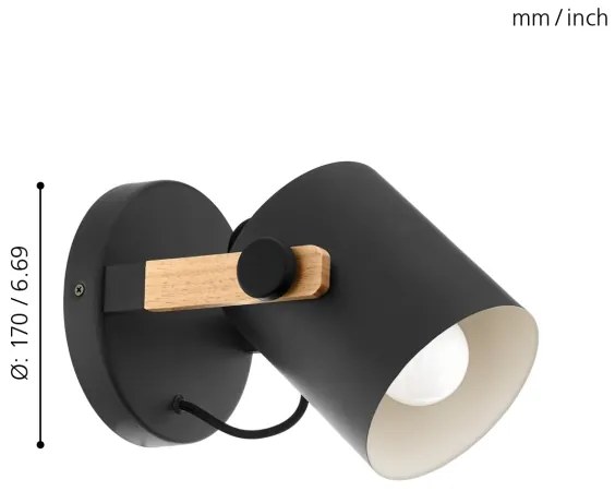 Eglo 43518 - Applique da parete HORNWOOD 1xE27/28W/230V