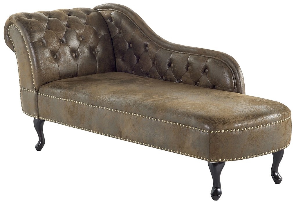 Chaise longue vintage sinistra in pelle sintetica marrone NIMES Beliani