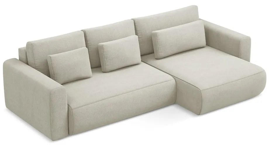 Divano angolare beige allungabile/con contenitore (con penisola a destra/con chaise lounge) Kapua – Makamii