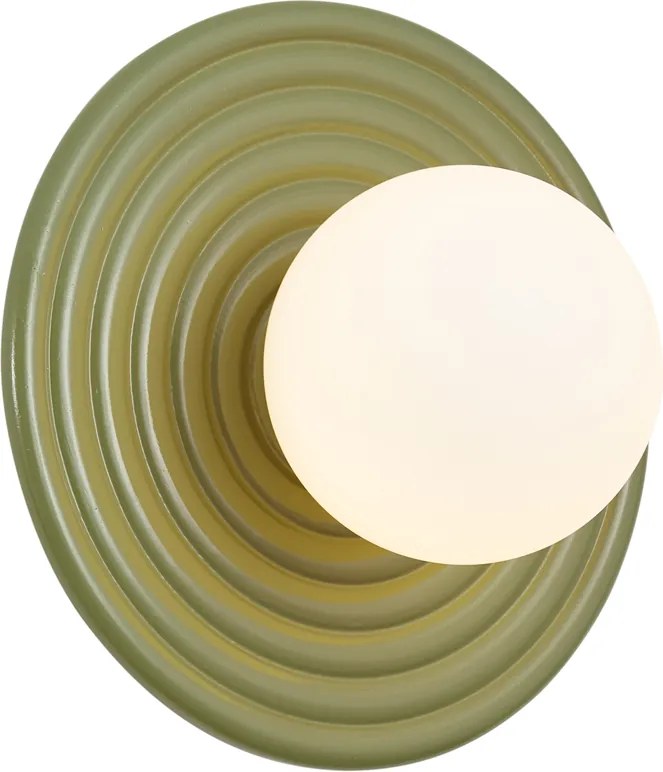Lampada da parete retrò verde con sfera opale rotonda 20cm IP44 - Lila