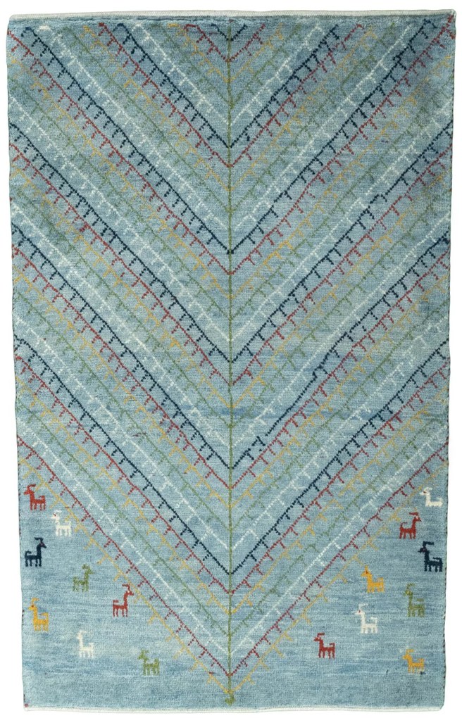 Gabbeh Tappeto 130x80 Blu (Iran) Annodato A Mano
