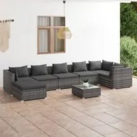 Set Divani da Giardino 8 pz con Cuscini in Polyrattan Grigio cod mxl 53052