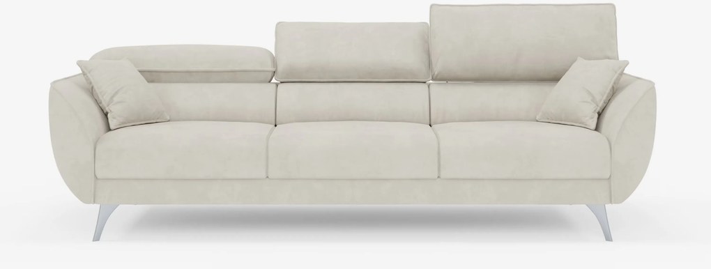 Michelangelo 4 Posti – Divano con 3 sedute estensibili e poggiatesta reclinabili in elegante tessuto vellutino smacchiabile T30