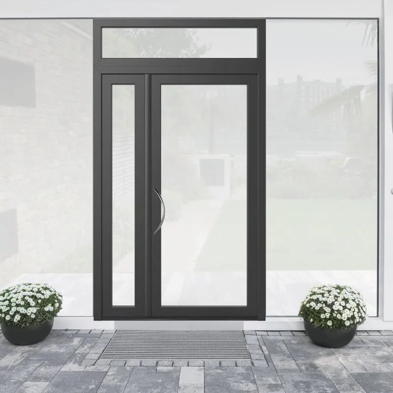 Portoncino d'ingresso Condo19 L 90 x H 210 cm in alluminio grigio, apertura spingere a destra