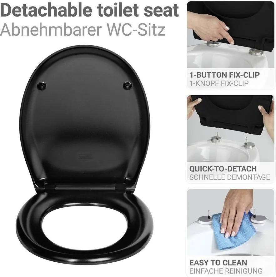 Sedile WC con chiusura Easy-Close (automatica) 37 x 44,5 cm Rieti – Wenko