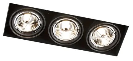 Set di 6 faretti da incasso neri GU10 AR70 Trimless 3 luci - Oneon