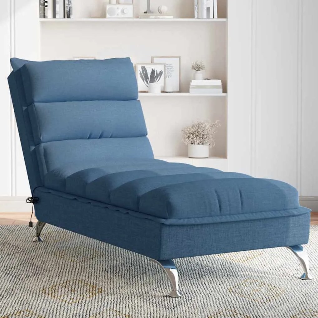 Chaise Longue Massaggi Con Cuscini Blu İn Tessuto /