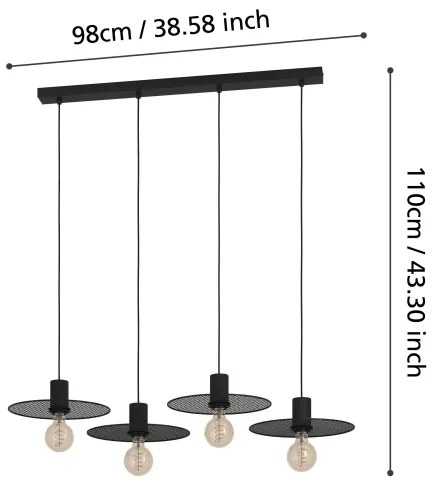 Eglo 43732 - Lampadario a sospensione con filo IKESTON 4xE27/40W/230V