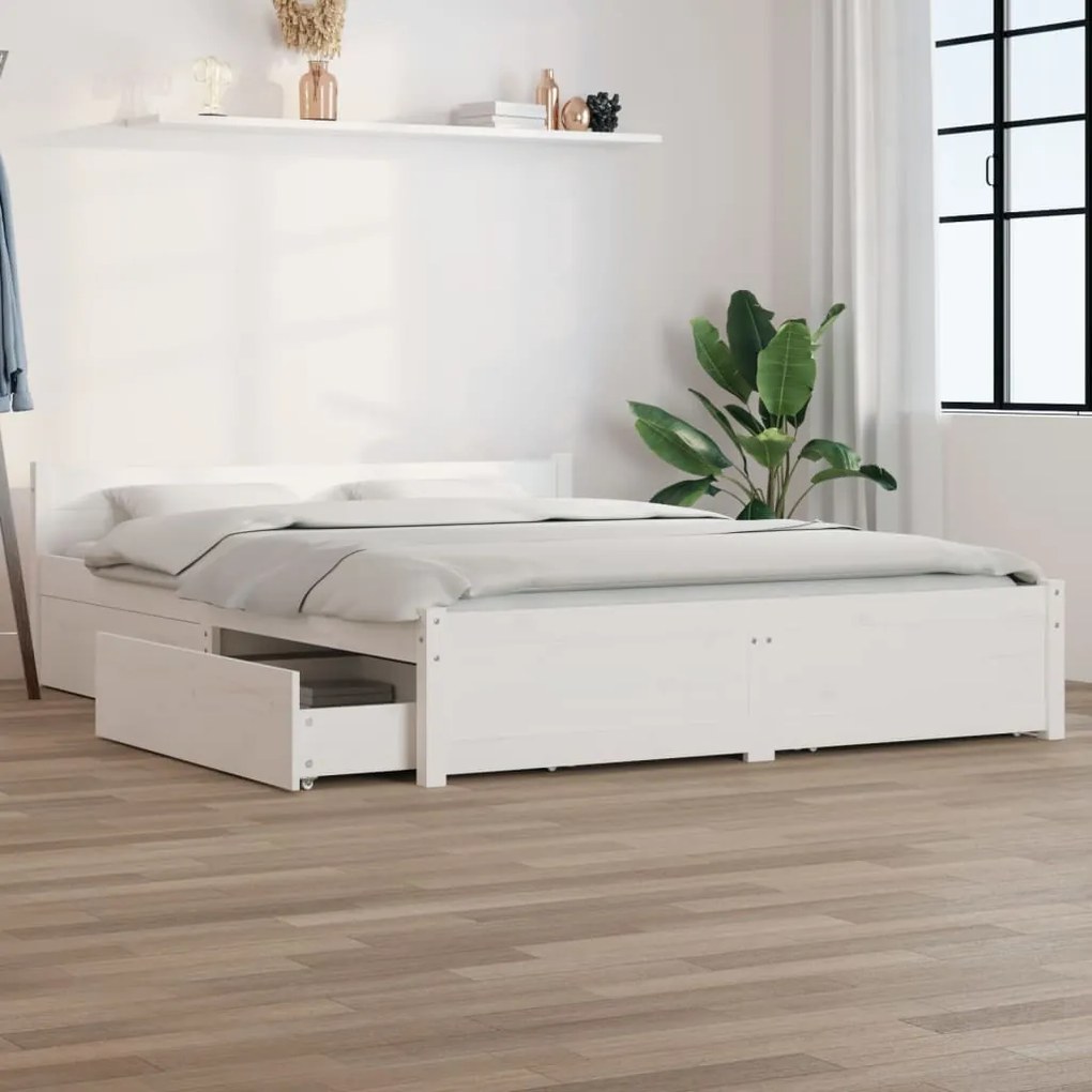 Giroletto Con Cassetti Bianco 135x190 Cm Double /