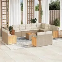 Set Divano da Giardino 13 pz con Cuscini Beige in Polyrattan 3228200