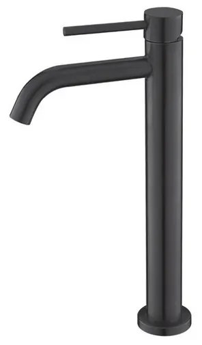 Kamalu - Miscelatore lavabo alto nero opaco linea curva | KAM-ARTE NERO