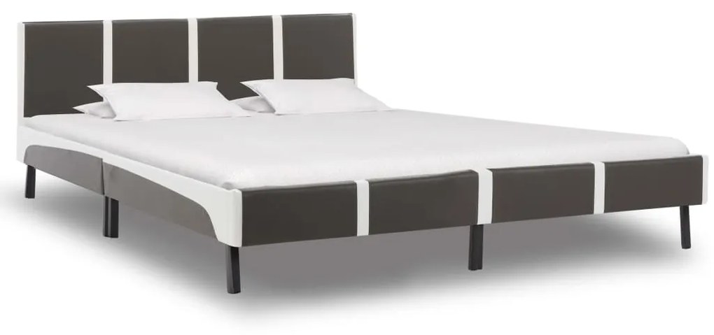 Giroletto Senza Materasso Grigio E Bianco Similpelle 180x200 Cm /