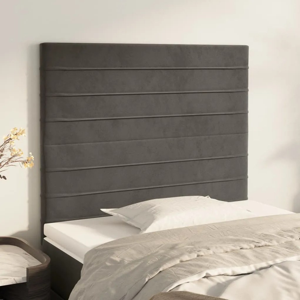 Testiere 2 Pz Grigio Scuro 100x5x78/88 Cm İn Velluto /