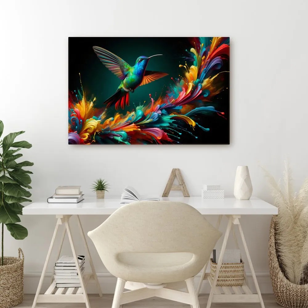 Quadro su tela – Colibrì colorato in volo