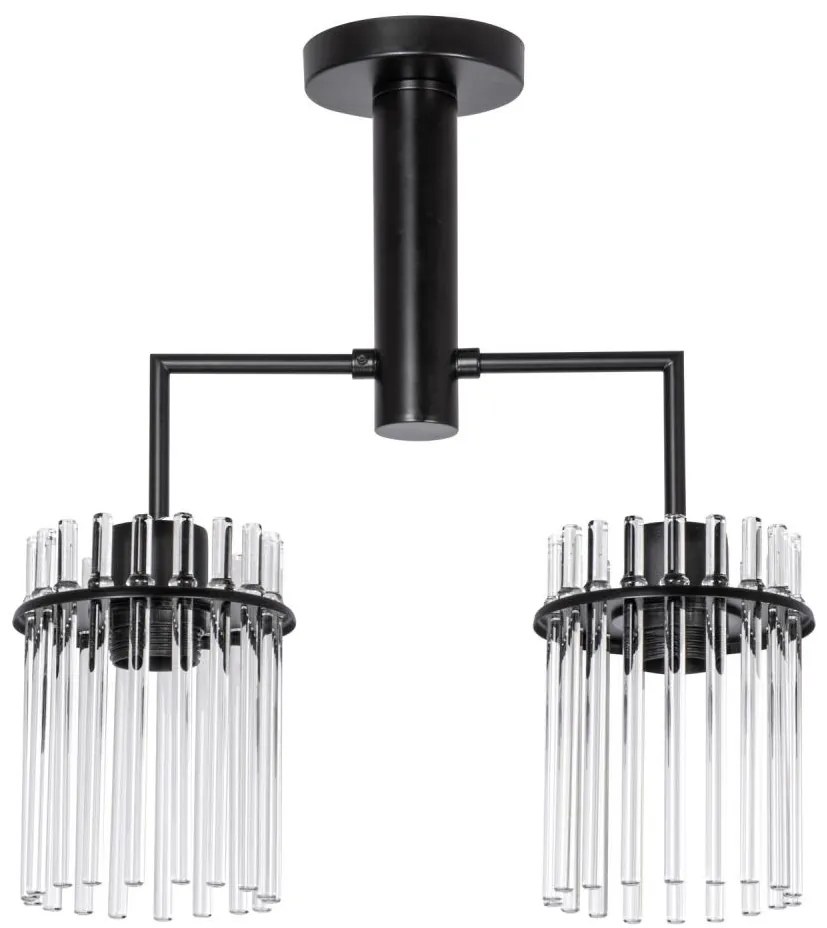 Lampadario a sospensione con supporto rigido 2xE27/60W/230V nero/limpido