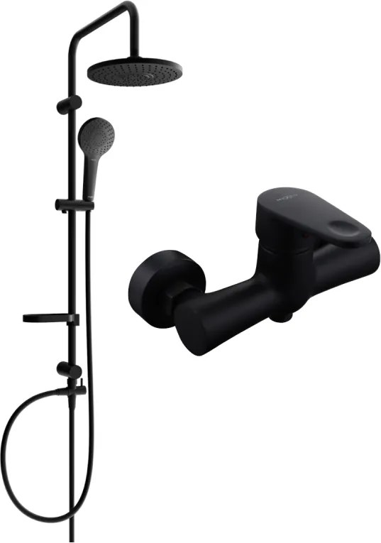 Mexen Erik set doccia esterno con soffione doccia e miscelatore doccia Kama, nero - 72540205-70
