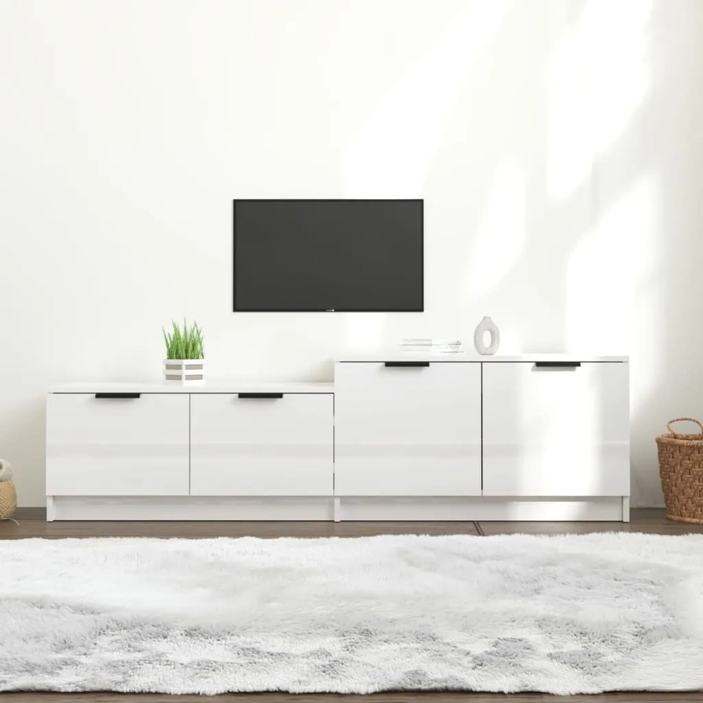 Mobile Porta Tv Bianco Lucido 158,5x36x45 Cm Legno Multistrato /