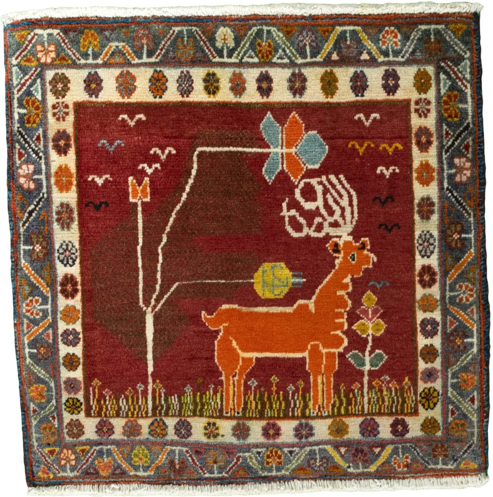 Shiraz Tappeto 70 x 70 Rosso (Iran) Annodato A Mano
