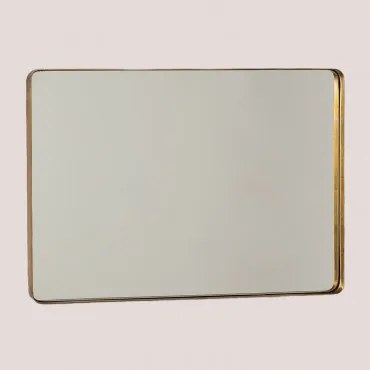 Specchio da parete rettangolare Metal Meritt Dorato - Sklum