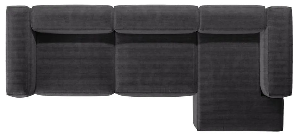 Divano angolare grigio scuro (con penisola a destra/con chaise lounge) con rivestimento in velluto a coste Bergamo – Cosmopolitan Design