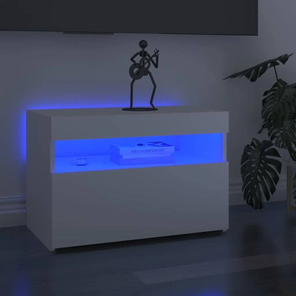 Mobili Porta Tv Con Luci Led 2 Pz Bianchi 60x35x40 Cm /