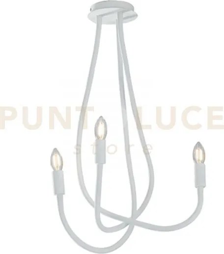 Plafoniera lover bianca 3 luci attacco e14 15x15x100cm in metallo e...