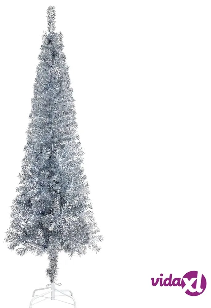 vidaXL Albero di Natale Sottile Argento 210 cm