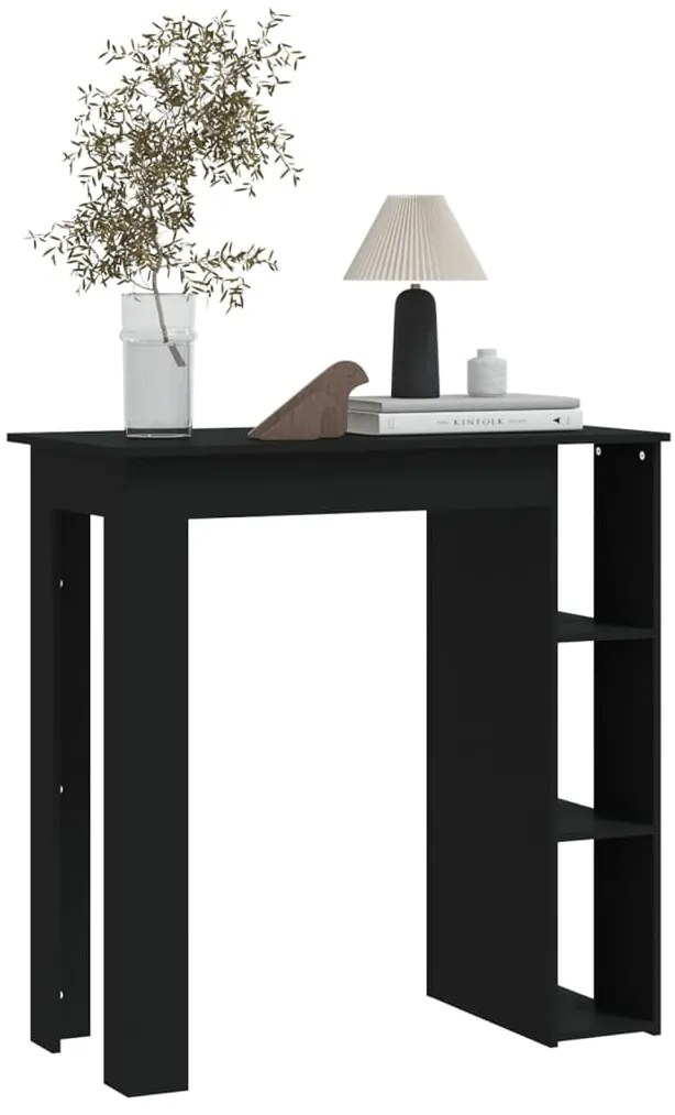 Tavolino da bar con ripiani nero 102x50x103,5cm in truciolato