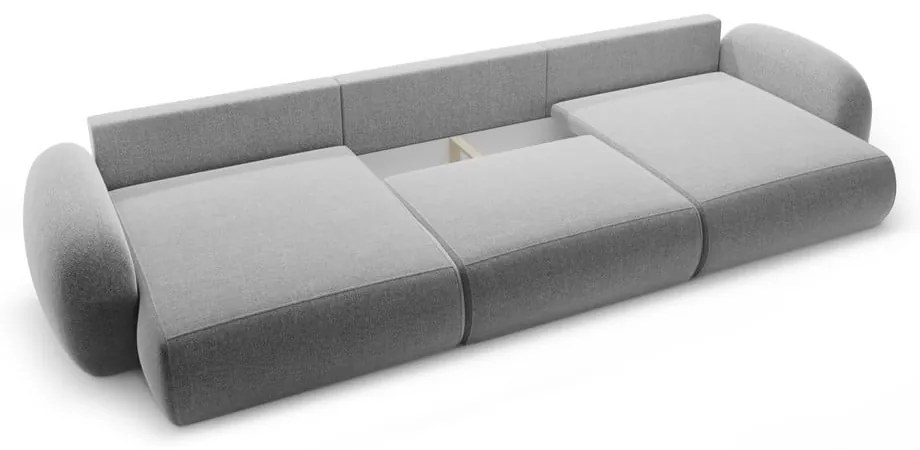 Divano angolare grigio chiaro allungabile/con contenitore (a U) con rivestimento in ciniglia Tonale – Cosmopolitan Design