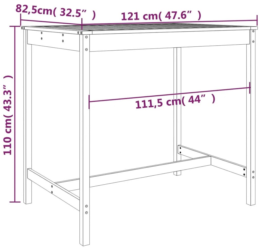 Set Bar da Giardino 5 pz in Legno Massello di Pino