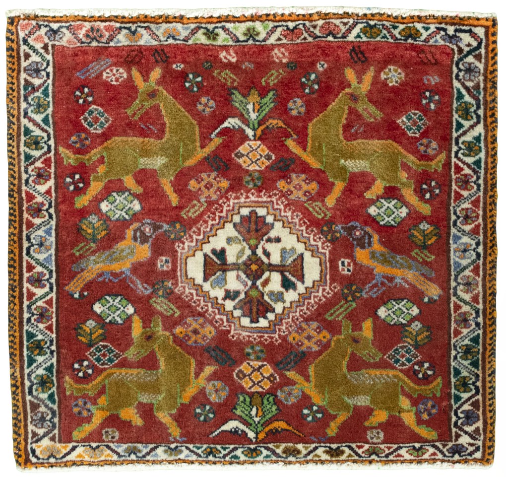 Shiraz Tappeto persiano 60 x 70 Rosso (Iran) Annodato A Mano