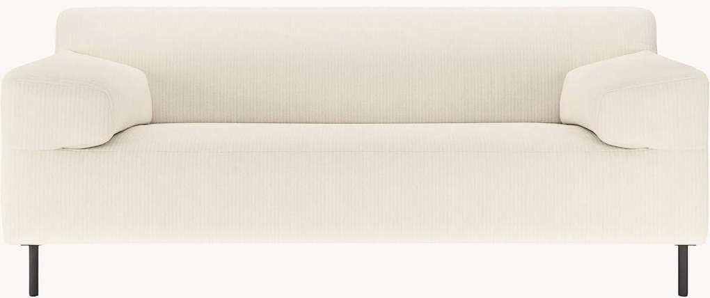Divano 2 posti in velluto a coste bianco/nero freistil180, larg. 202 cm