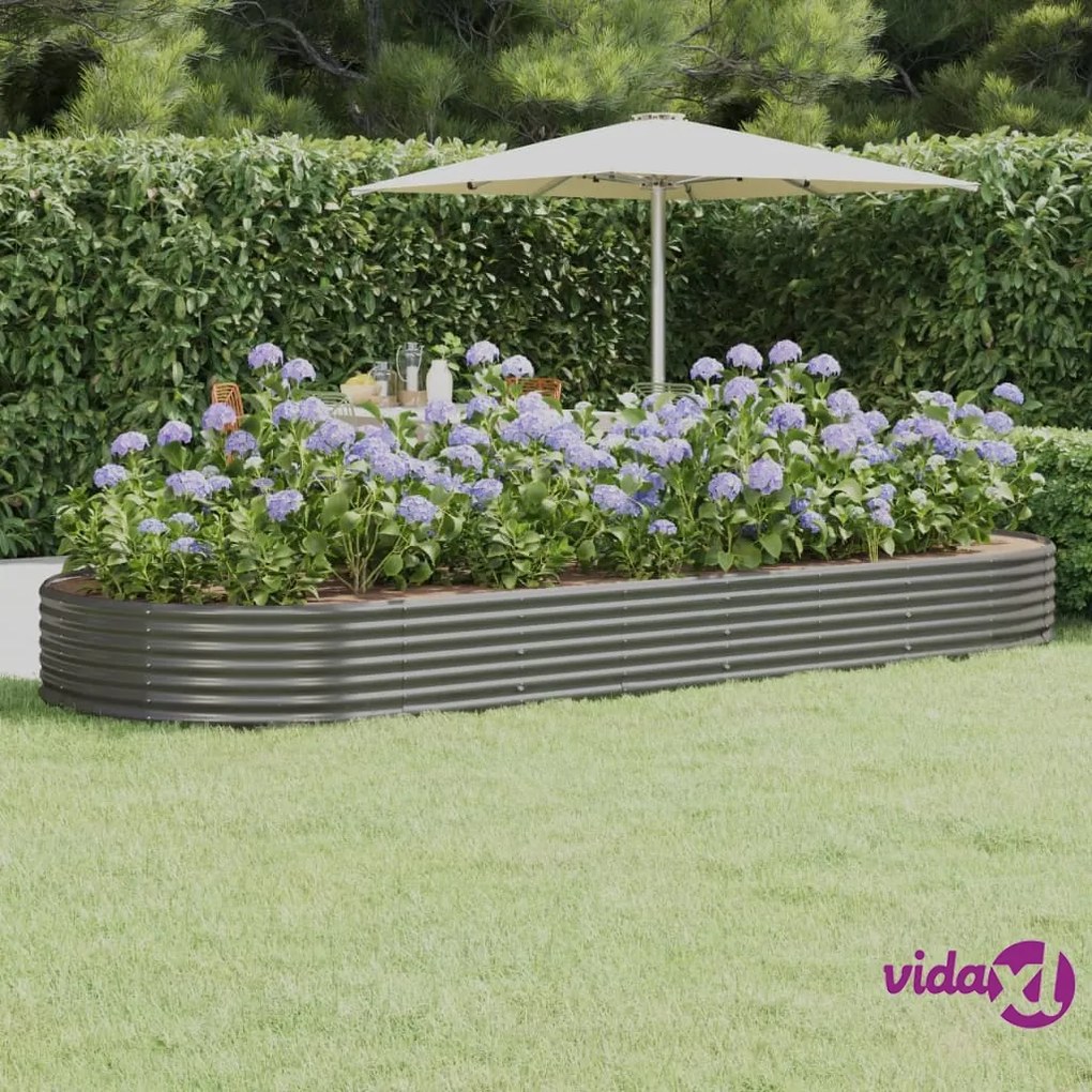 vidaXL Letto Giardino Acciaio Verniciato a Polvere 373x140x36cm Grigio