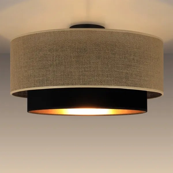 Lampada da soffitto SARTA 1xE27/60W/230V Ø 45 cm nero/iuta