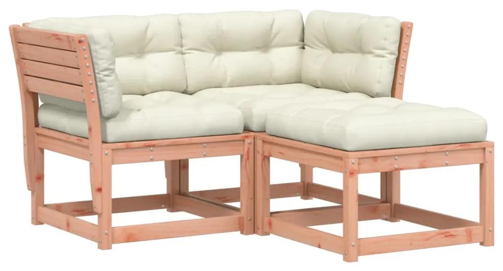 Set divani giardino 3 pz con cuscini legno massello di douglas
