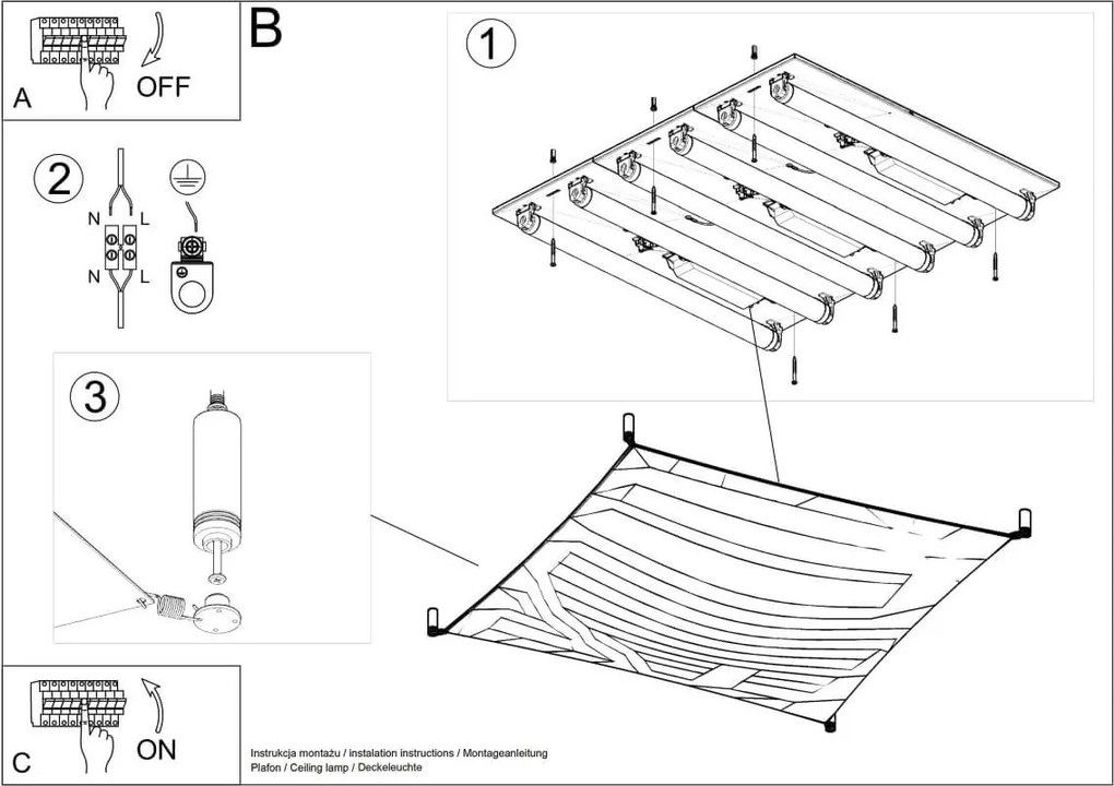 Lampada da Soffitto in Tessuto 6xG13 85W LUNA 4 Bianca