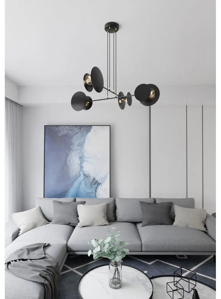 Lampadario a Sospensione in Acciaio IDEA 4 Nero/Bianco 4xE27 Colore del corpo Nero