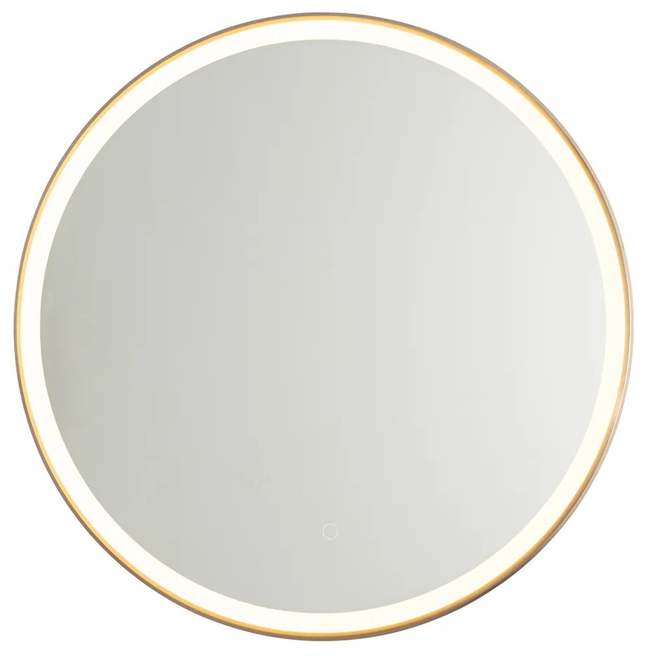 Specchio da bagno oro rosa 70 cm con LED dimmerabile a 3 livelli con touch rotondo - Miral