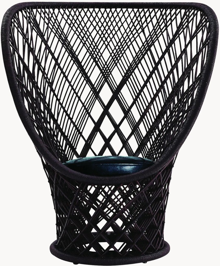 Poltrona in rattan con seduta in pelle Pavo