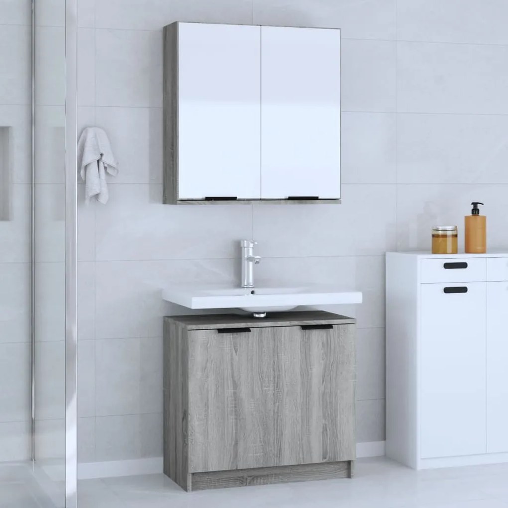 Set Mobili Da Bagno 2 Pz Grigio Sonoma İn Legno Multistrato /